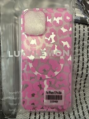 Luxi LemonPink and Silver Leopard Print iPhone Case (for iPhone 12 Pro Max)